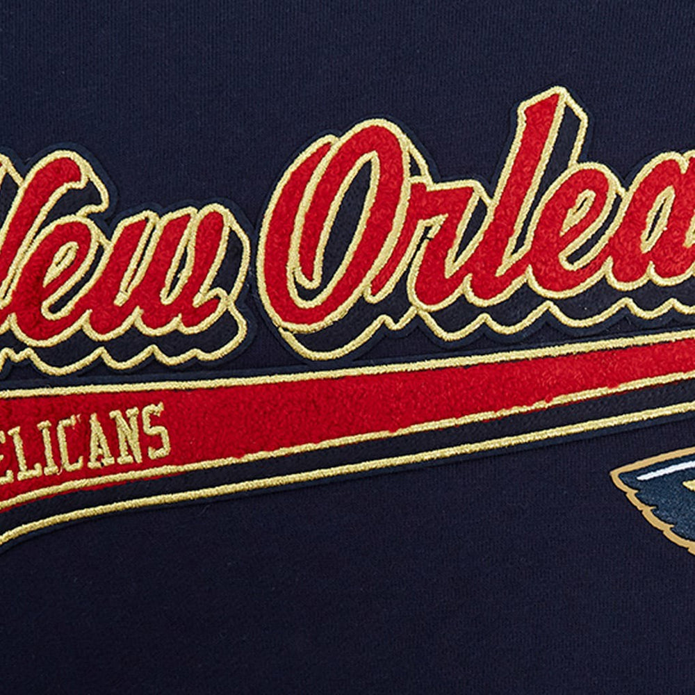 Navy New Orleans Pelicans Pro Standard Script Tail Pullover Hoodie | NBA