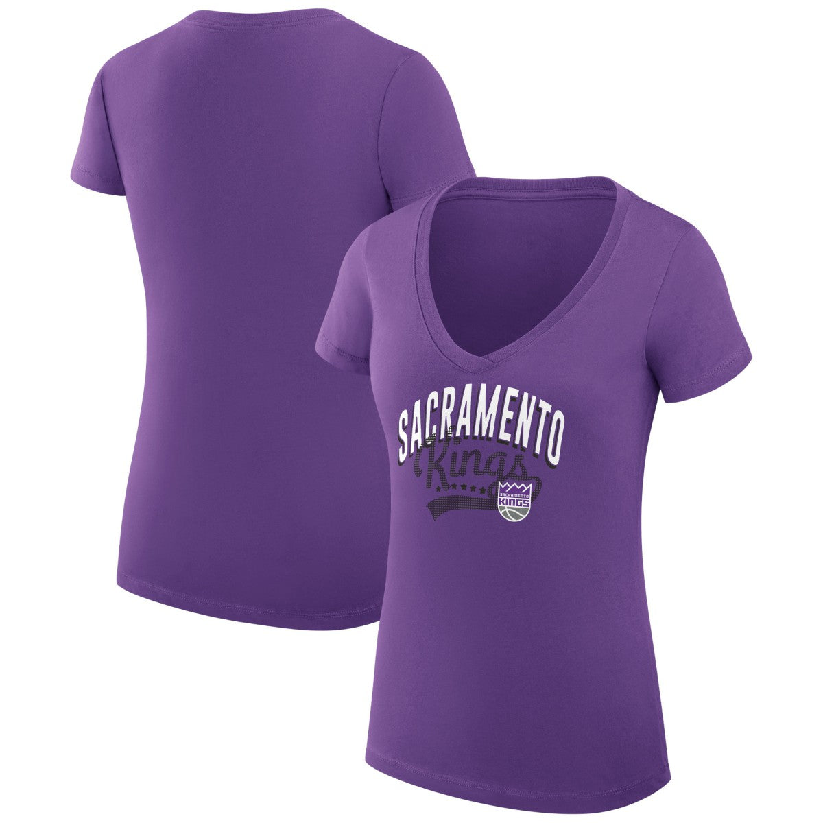 Purple Sacramento Kings G-III 4Her by Carl Banks Women's Super-Slim Fit Lightweight Filigree Logo V-Neck T-Shirt | NBA