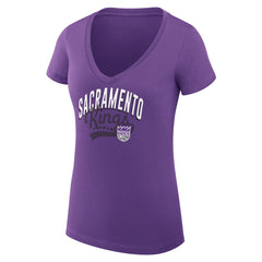 Purple Sacramento Kings G-III 4Her by Carl Banks Women's Super-Slim Fit Lightweight Filigree Logo V-Neck T-Shirt | NBA