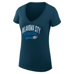 Navy Oklahoma City Thunder G-III 4Her by Carl Banks Women's Super-Slim Fit Lightweight Filigree Logo V-Neck T-Shirt | NBA