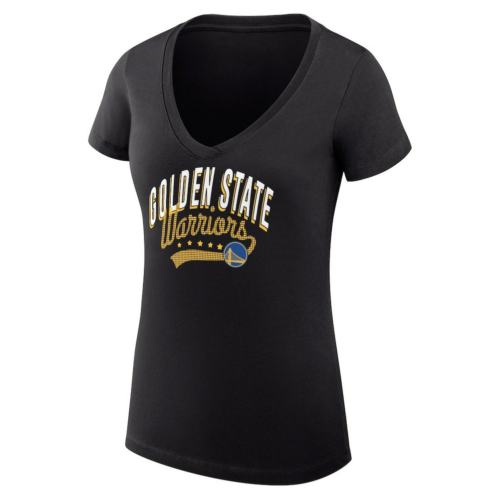 Black Golden State Warriors G-III 4Her by Carl Banks Women's Super-Slim Fit Lightweight Filigree Logo V-Neck T-Shirt sale | NBA