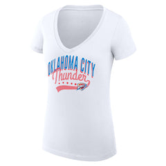 Oklahoma City Thunder G-III 4Her by Carl Banks Women's Super-Slim Fit Lightweight Filigree Logo V-Neck T-Shirt - White sale | NBA