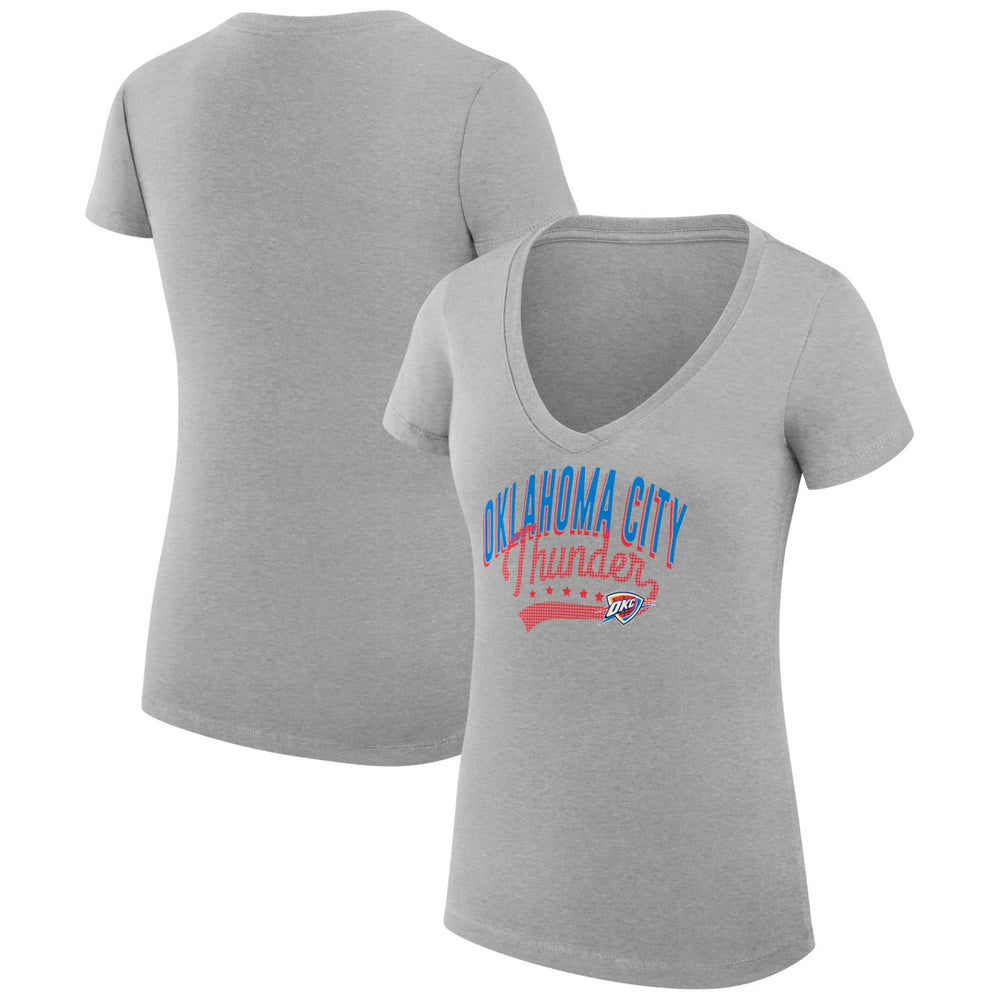Heather Gray Oklahoma City Thunder G-III 4Her by Carl Banks Women's Super-Slim Fit Lightweight Filigree Logo V-Neck T-Shirt | NBA