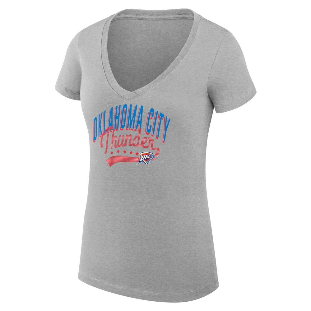 Heather Gray Oklahoma City Thunder G-III 4Her by Carl Banks Women's Super-Slim Fit Lightweight Filigree Logo V-Neck T-Shirt | NBA
