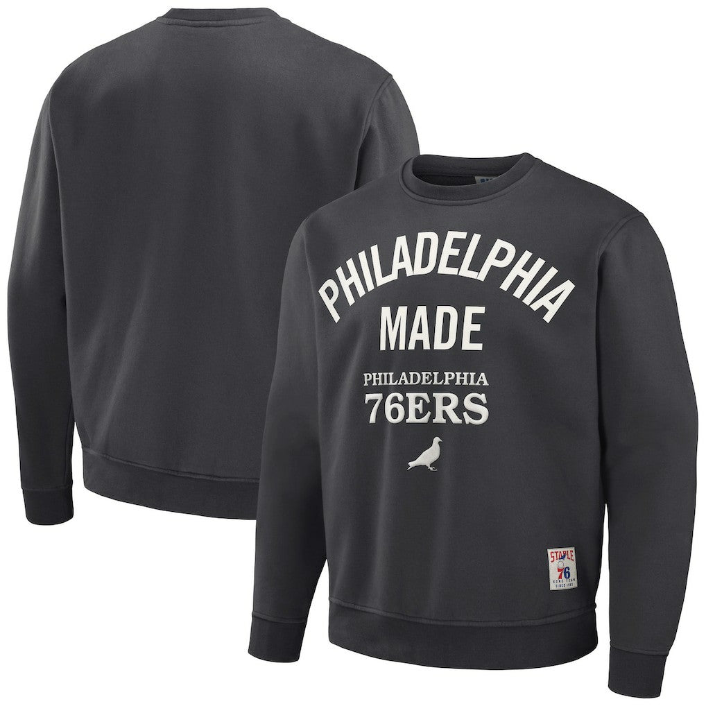 Anthracite Philadelphia 76ers NBA x Staple Plush Pullover Sweatshirt | NBA