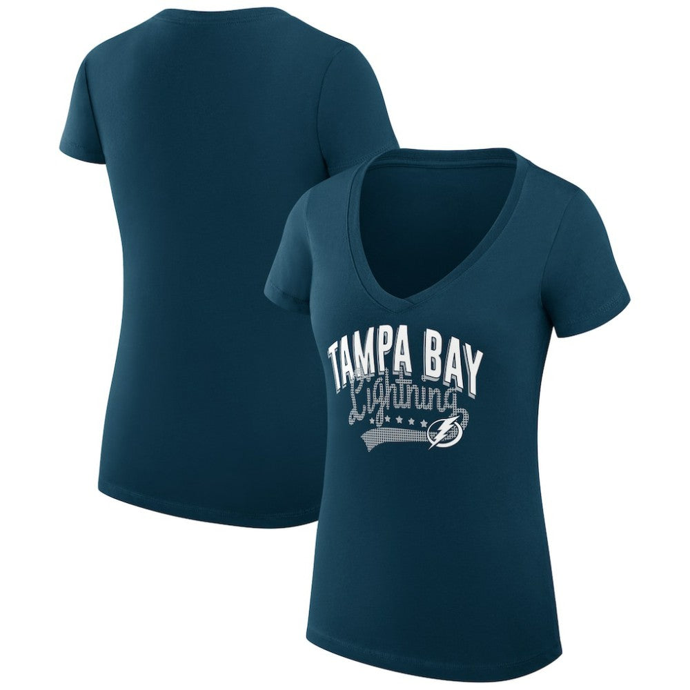 Tampa Bay Lightning G-III 4Her by Carl Banks Women's Super-Slim Fit Lightweight Filigree Logo V-Neck T-Shirt – Navy -  NHL T-shirts