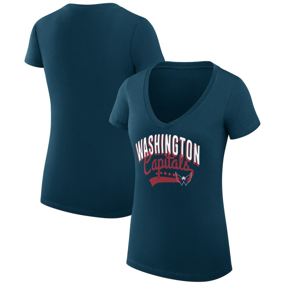 Washington Capitals G-III 4Her by Carl Banks Women's Super-Slim Fit Lightweight Filigree Logo V-Neck T-Shirt – Navy -  NHL T-shirts