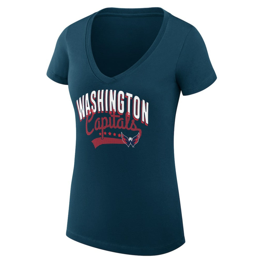Washington Capitals G-III 4Her by Carl Banks Women's Super-Slim Fit Lightweight Filigree Logo V-Neck T-Shirt – Navy -  NHL T-shirts