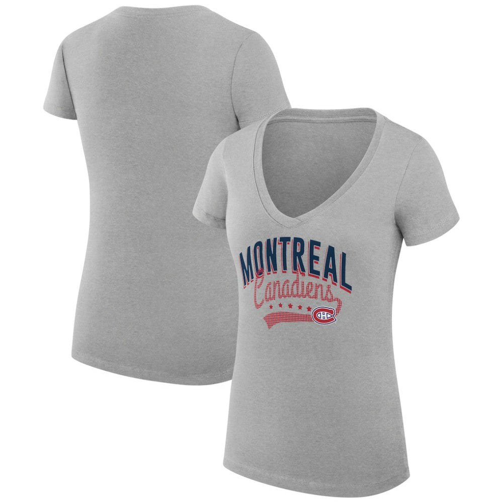 Montreal Canadiens G-III 4Her by Carl Banks Women's Super-Slim Fit Lightweight Filigree Logo V-Neck T-Shirt – Gray -  NHL T-shirts