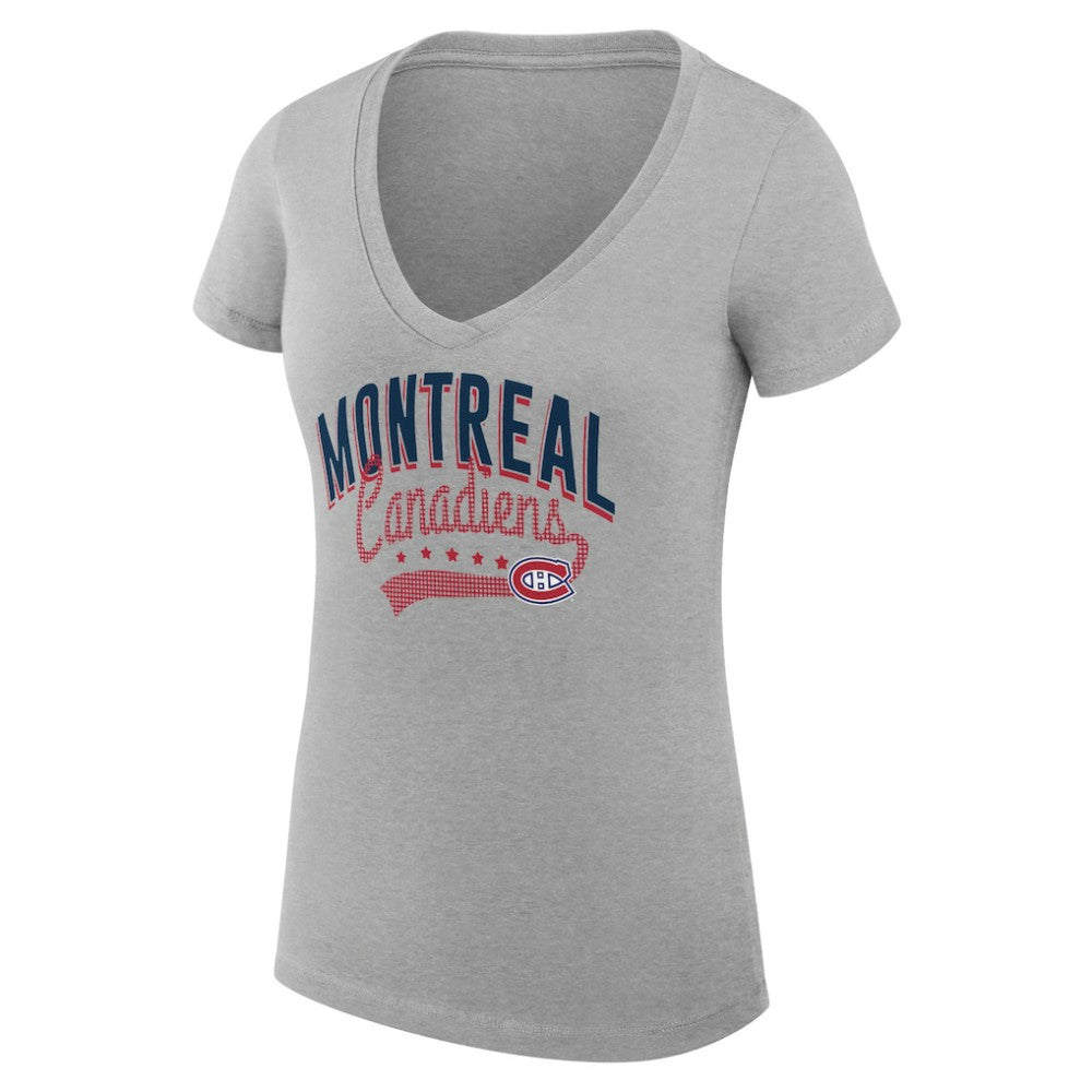 Montreal Canadiens G-III 4Her by Carl Banks Women's Super-Slim Fit Lightweight Filigree Logo V-Neck T-Shirt – Gray -  NHL T-shirts