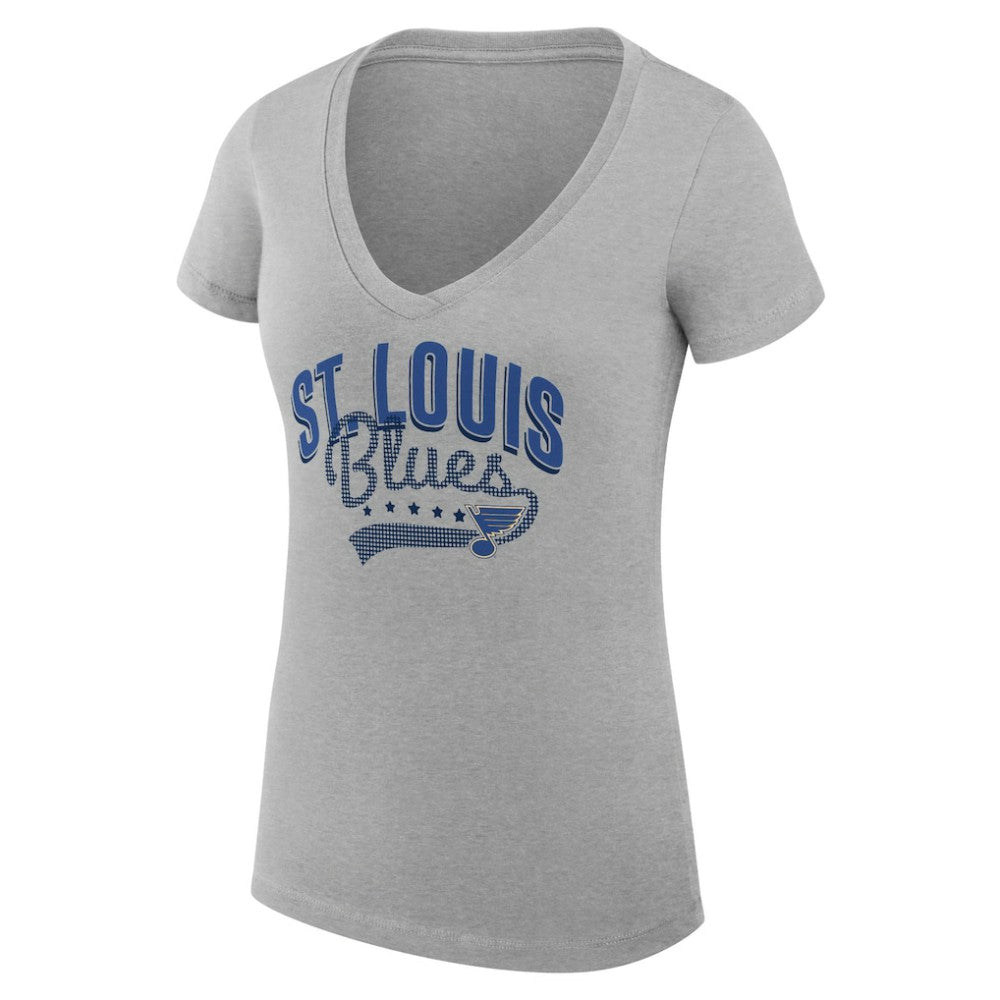 St. Louis Blues G-III 4Her by Carl Banks Women's Super-Slim Fit Lightweight Filigree Logo V-Neck T-Shirt – Gray -  NHL T-shirts