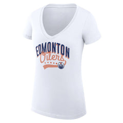 Edmonton Oilers G-III 4Her by Carl Banks Women's Super-Slim Fit Lightweight Filigree Logo V-Neck T-Shirt – White -  NHL T-shirts