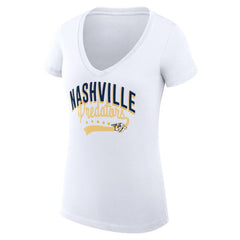 Nashville Predators G-III 4Her by Carl Banks Women's Super-Slim Fit Lightweight Filigree Logo V-Neck T-Shirt – White -  NHL T-shirts