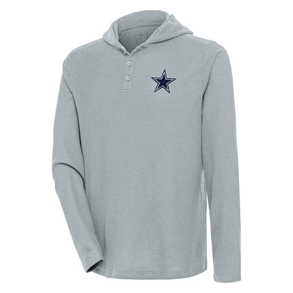 Dallas Cowboys Antigua Strong Hold Long Sleeve Henley Hoodie T-Shirt | NFL Outlet
