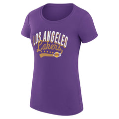 Los Angeles Lakers G-III 4Her by Carl Banks Women's Super-Slim Fit Lightweight Filigree Logo T-Shirt - Purple cheap | NBA