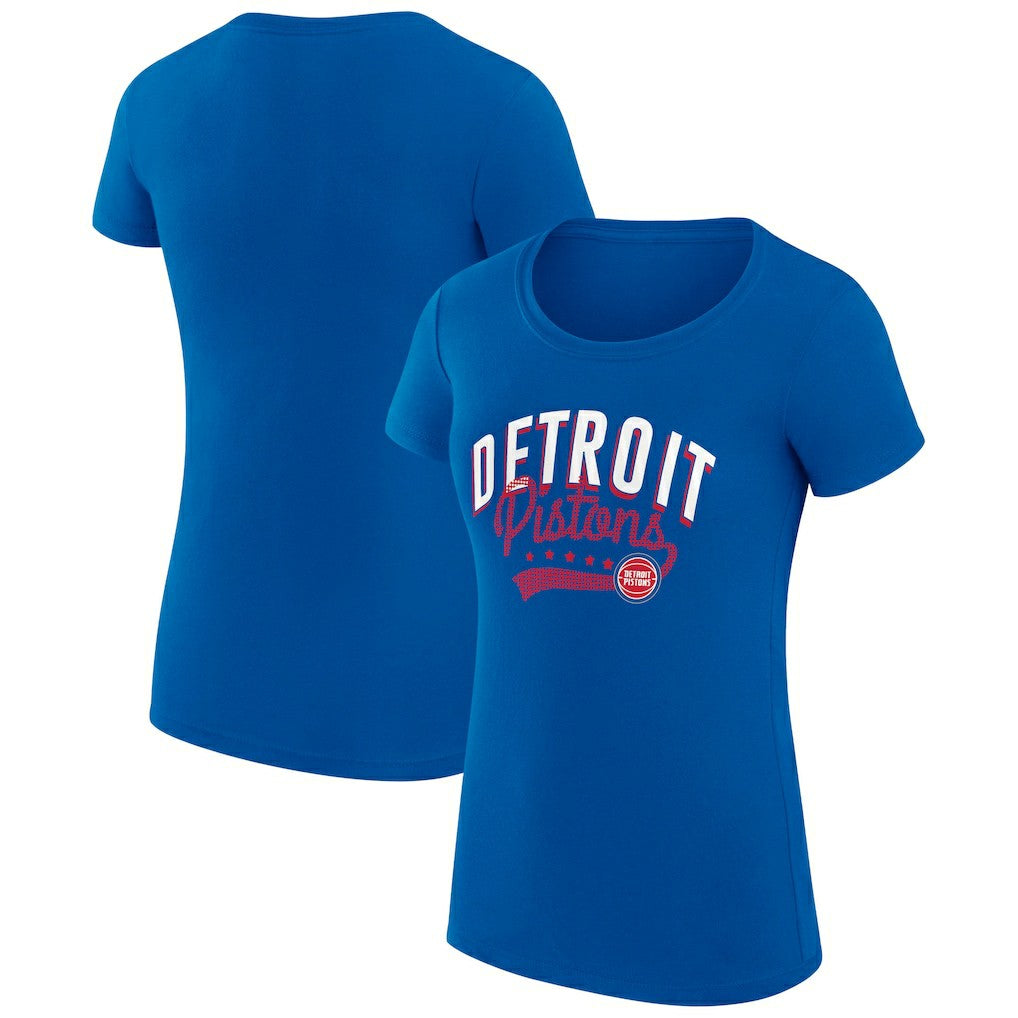 Detroit Pistons G-III 4Her by Carl Banks Women's Super-Slim Fit Lightweight Filigree Logo T-Shirt - Blue for sale | NBA