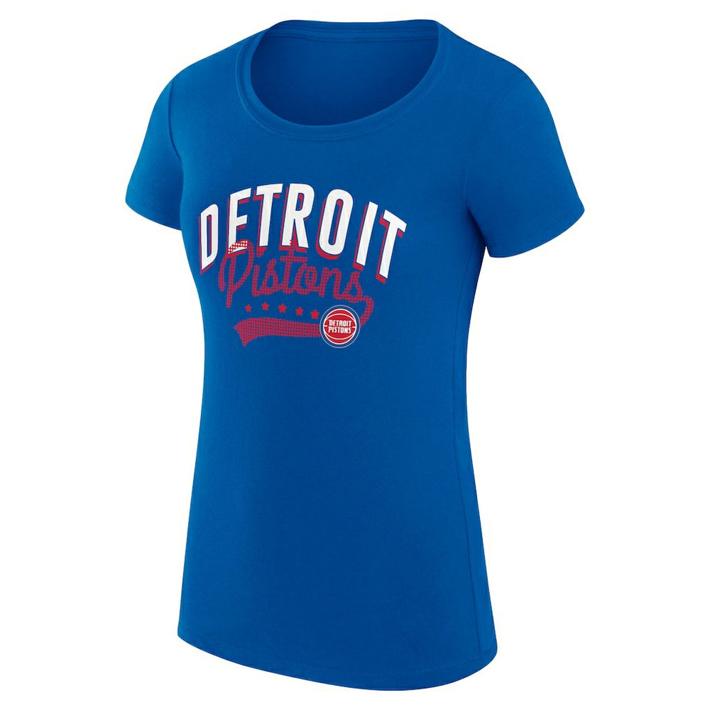 Detroit Pistons G-III 4Her by Carl Banks Women's Super-Slim Fit Lightweight Filigree Logo T-Shirt - Blue for sale | NBA