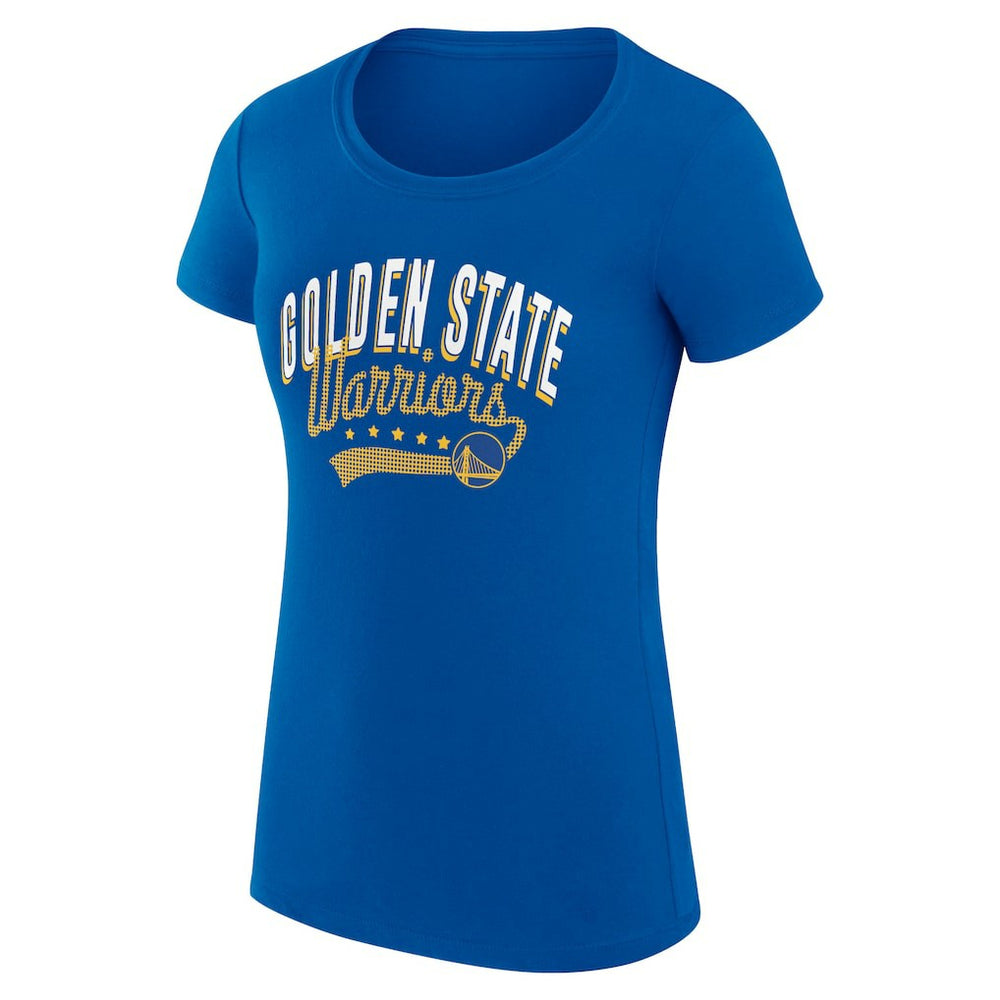 Golden State Warriors G-III 4Her by Carl Banks Women's Super-Slim Fit Lightweight Filigree Logo T-Shirt - Royal for sale | NBA