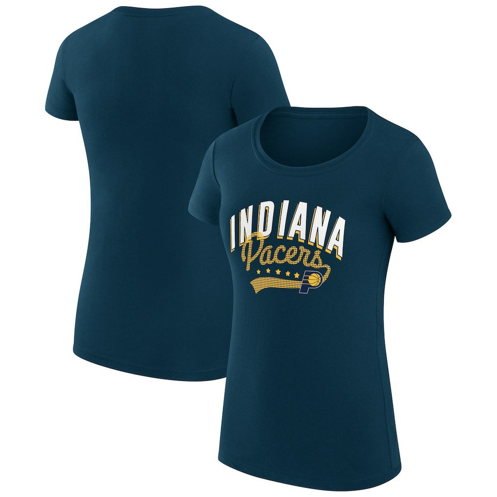 Indiana Pacers G-III 4Her by Carl Banks Women's Super-Slim Fit Lightweight Filigree Logo T-Shirt - Navy sale | NBA
