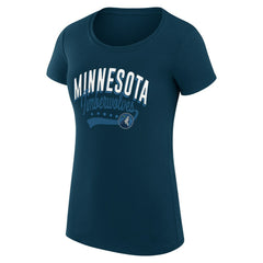 Minnesota Timberwolves G-III 4Her by Carl Banks Women's Super-Slim Fit Lightweight Filigree Logo T-Shirt - Navy on sale | NBA