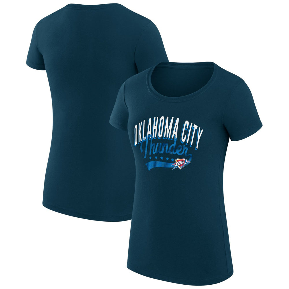 Oklahoma City Thunder G-III 4Her by Carl Banks Women's Super-Slim Fit Lightweight Filigree Logo T-Shirt - Navy for sale | NBA