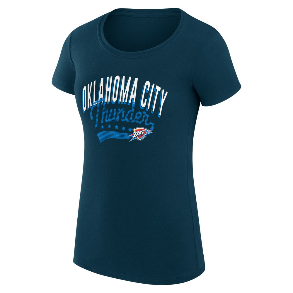 Oklahoma City Thunder G-III 4Her by Carl Banks Women's Super-Slim Fit Lightweight Filigree Logo T-Shirt - Navy for sale | NBA