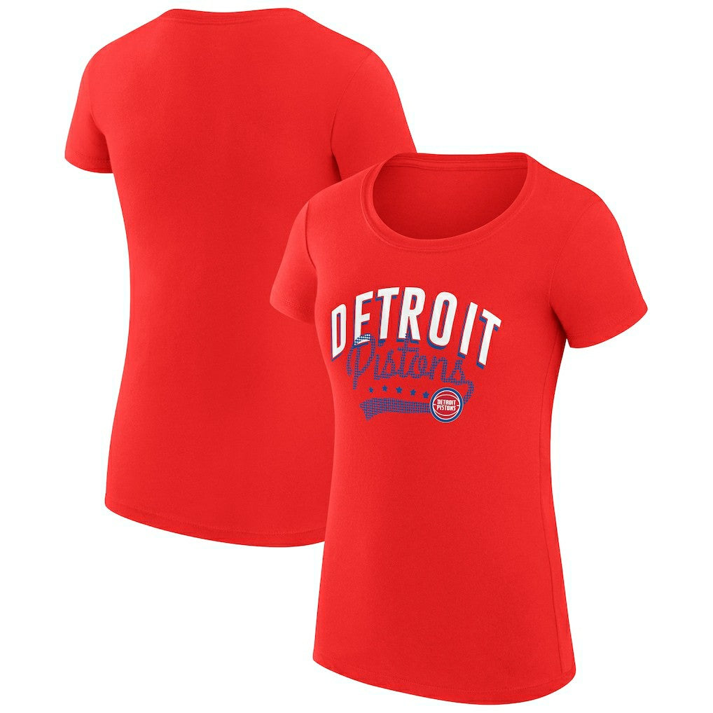 Detroit Pistons G-III 4Her by Carl Banks Women's Super-Slim Fit Lightweight Filigree Logo T-Shirt - Red for sale | NBA