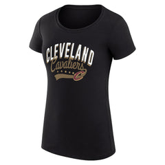 Cleveland Cavaliers G-III 4Her by Carl Banks Women's Super-Slim Fit Lightweight Filigree Logo T-Shirt - Black outlet | NBA