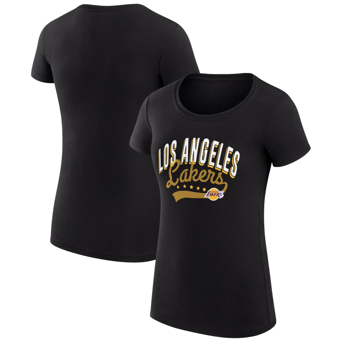 Los Angeles Lakers G-III 4Her by Carl Banks Women's Super-Slim Fit Lightweight Filigree Logo T-Shirt - Black shop | NBA