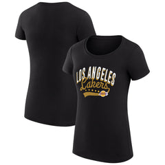 Los Angeles Lakers G-III 4Her by Carl Banks Women's Super-Slim Fit Lightweight Filigree Logo T-Shirt - Black shop | NBA