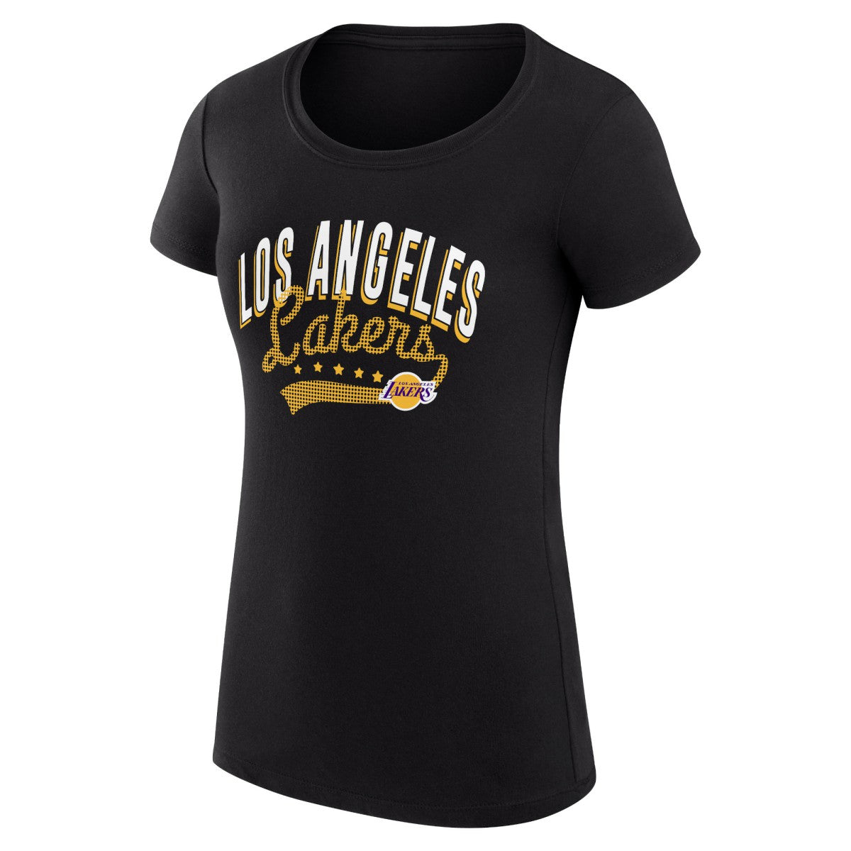 Los Angeles Lakers G-III 4Her by Carl Banks Women's Super-Slim Fit Lightweight Filigree Logo T-Shirt - Black shop | NBA