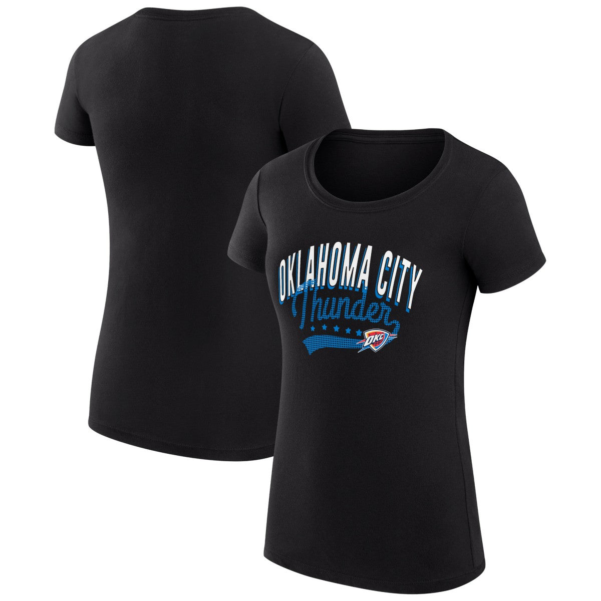 Oklahoma City Thunder G-III 4Her by Carl Banks Women's Super-Slim Fit Lightweight Filigree Logo T-Shirt - Black for sale | NBA