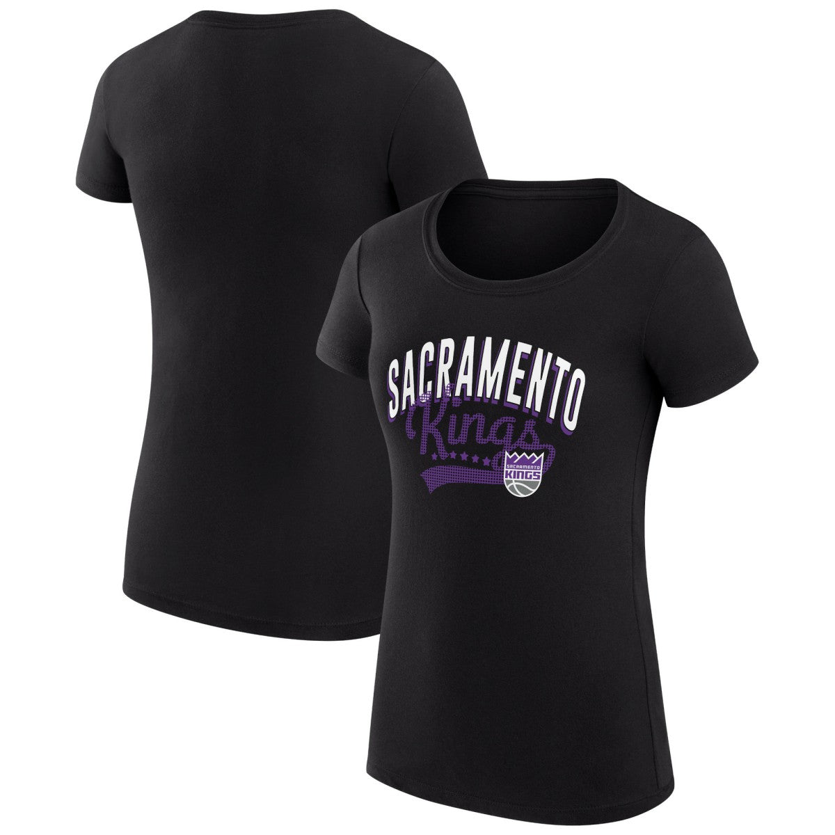 Sacramento Kings G-III 4Her by Carl Banks Women's Super-Slim Fit Lightweight Filigree Logo T-Shirt - Black discount | NBA