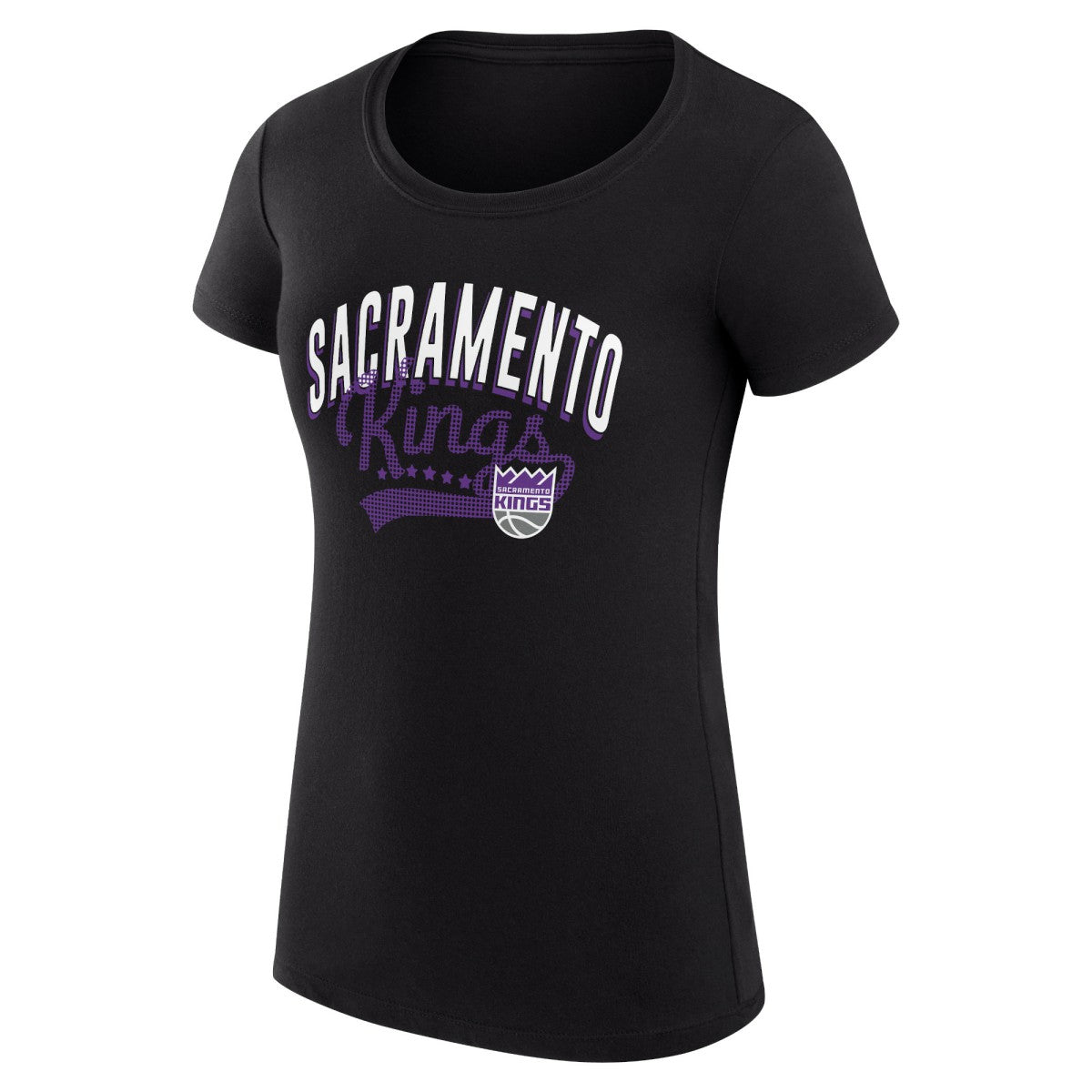 Sacramento Kings G-III 4Her by Carl Banks Women's Super-Slim Fit Lightweight Filigree Logo T-Shirt - Black discount | NBA