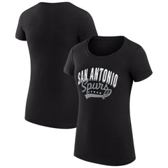 San Antonio Spurs G-III 4Her by Carl Banks Women's Super-Slim Fit Lightweight Filigree Logo T-Shirt - Black on sale | NBA