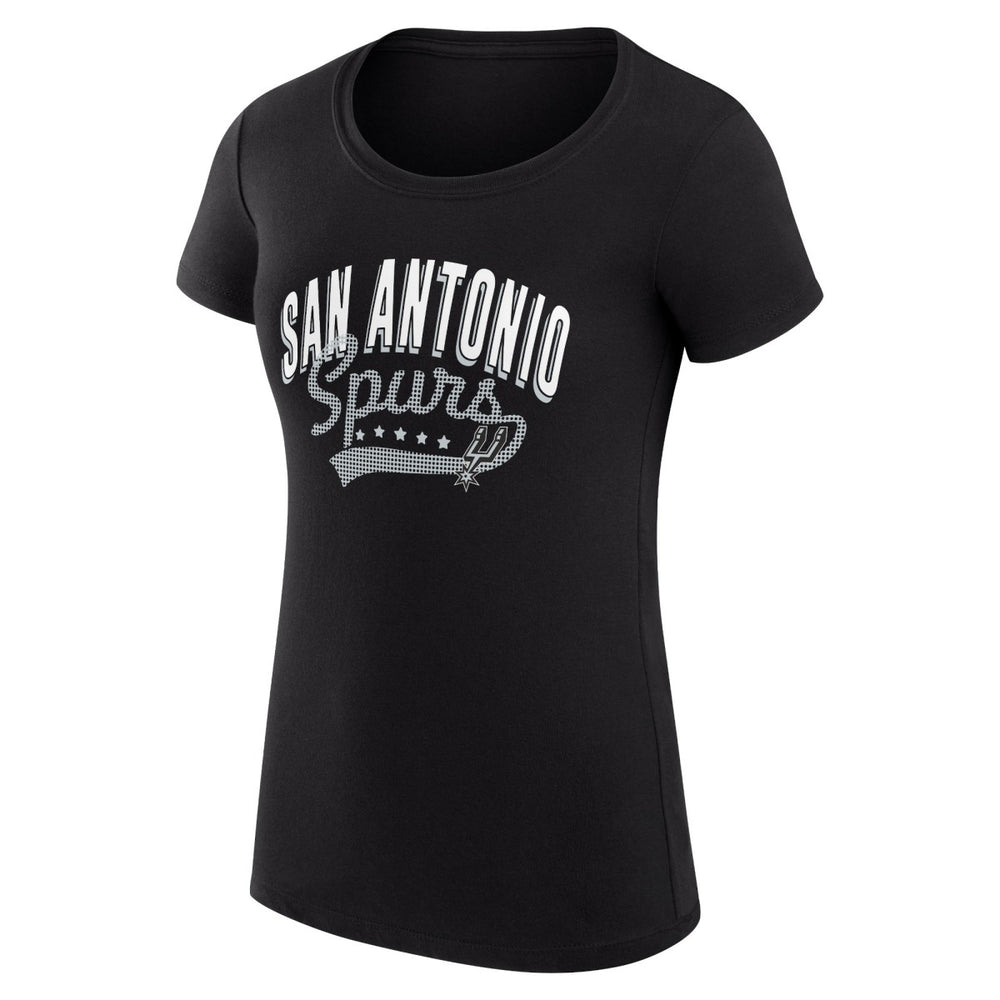 San Antonio Spurs G-III 4Her by Carl Banks Women's Super-Slim Fit Lightweight Filigree Logo T-Shirt - Black on sale | NBA