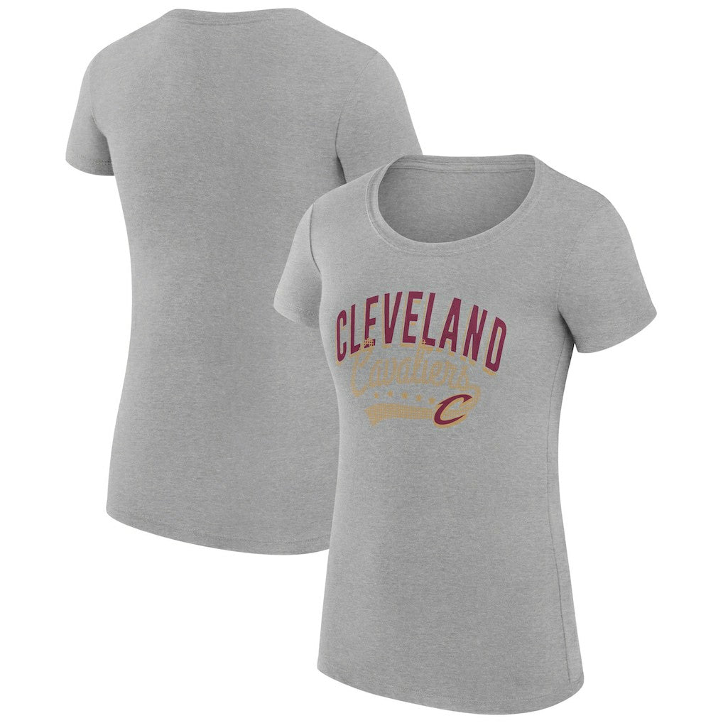 Cleveland Cavaliers G-III 4Her by Carl Banks Women's Super-Slim Fit Lightweight Filigree Logo T-Shirt - Heather Gray outlet | NBA