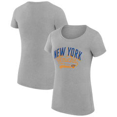 New York Knicks G-III 4Her by Carl Banks Women's Super-Slim Fit Lightweight Filigree Logo T-Shirt - Heather Gray outlet | NBA
