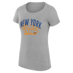 New York Knicks G-III 4Her by Carl Banks Women's Super-Slim Fit Lightweight Filigree Logo T-Shirt - Heather Gray outlet | NBA