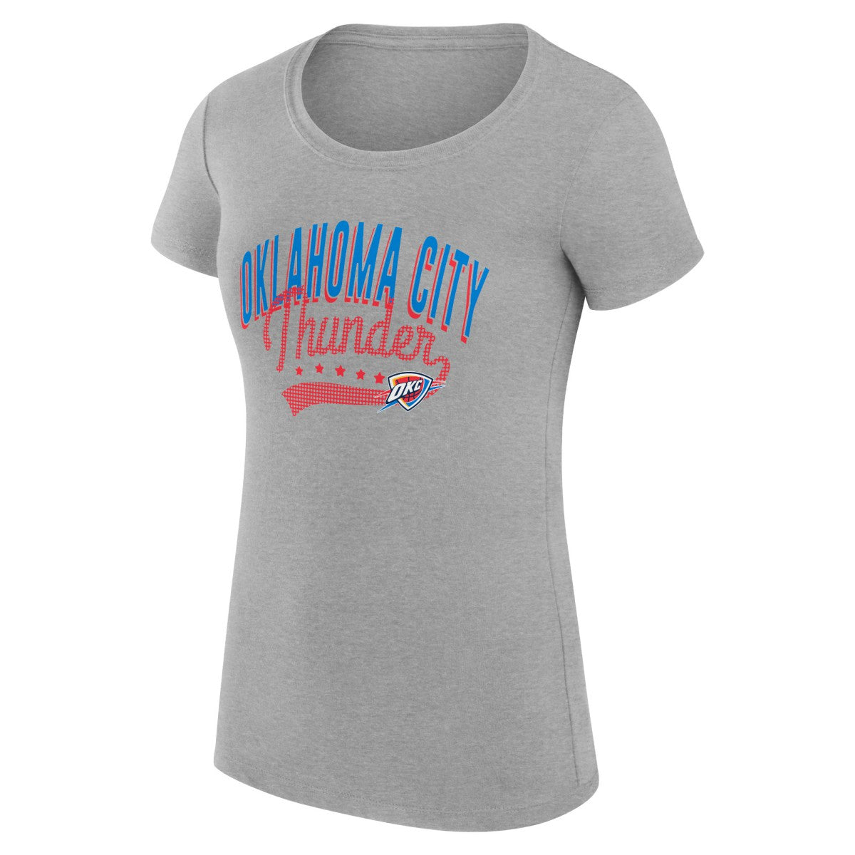 Oklahoma City Thunder G-III 4Her by Carl Banks Women's Super-Slim Fit Lightweight Filigree Logo T-Shirt - Heather Gray for sale | NBA