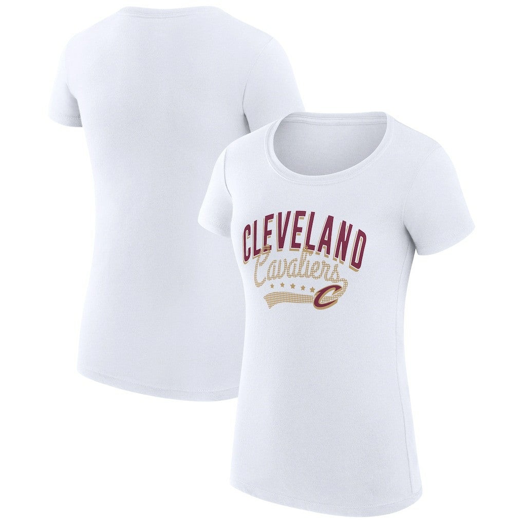 Cleveland Cavaliers G-III 4Her by Carl Banks Women's Super-Slim Fit Lightweight Filigree Logo T-Shirt - White on sale | NBA