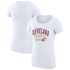 Cleveland Cavaliers G-III 4Her by Carl Banks Women's Super-Slim Fit Lightweight Filigree Logo T-Shirt - White on sale | NBA