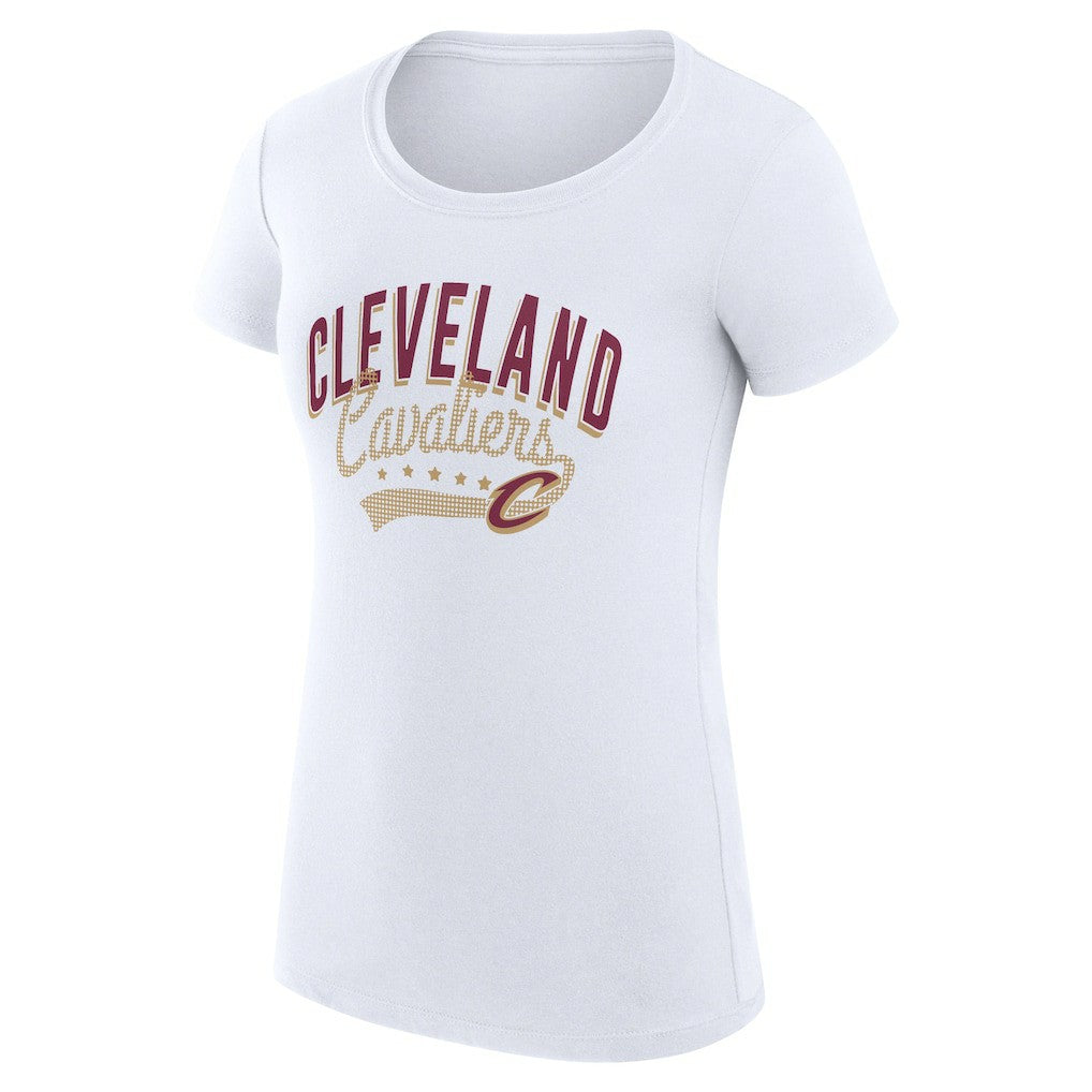 Cleveland Cavaliers G-III 4Her by Carl Banks Women's Super-Slim Fit Lightweight Filigree Logo T-Shirt - White on sale | NBA