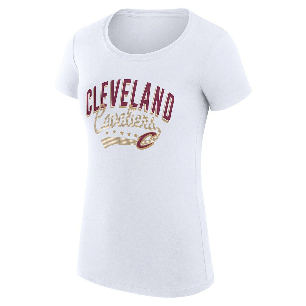 Cleveland Cavaliers G-III 4Her by Carl Banks Women's Super-Slim Fit Lightweight Filigree Logo T-Shirt - White on sale | NBA