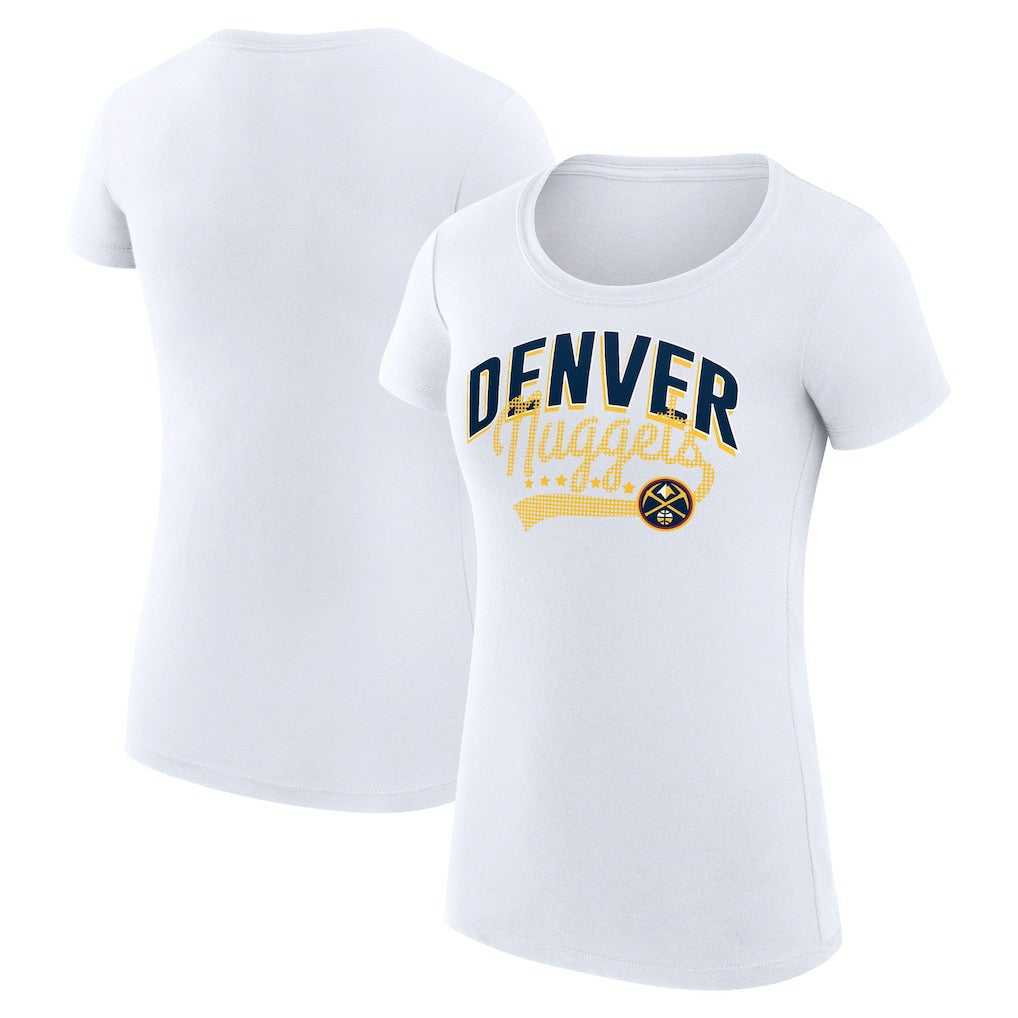 Denver Nuggets G-III 4Her by Carl Banks Women's Super-Slim Fit Lightweight Filigree Logo T-Shirt - White outlet | NBA
