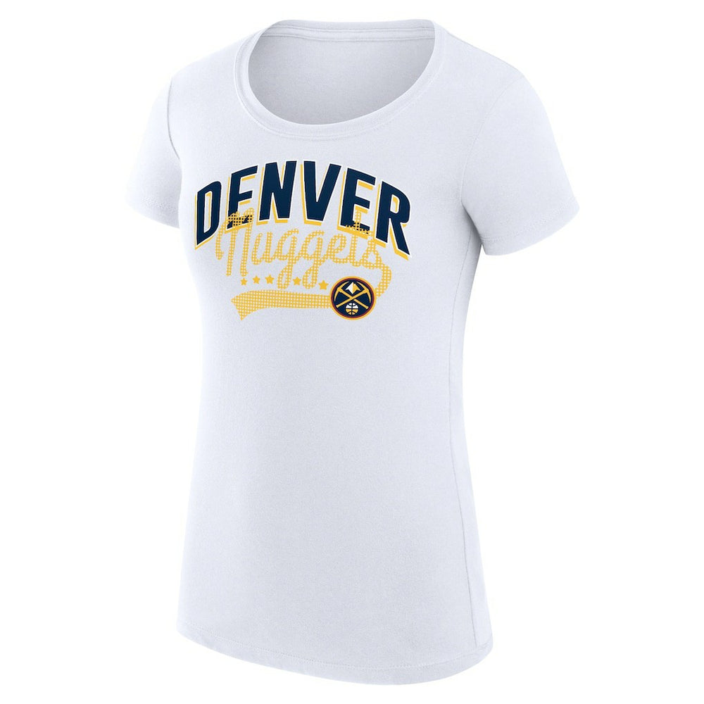 Denver Nuggets G-III 4Her by Carl Banks Women's Super-Slim Fit Lightweight Filigree Logo T-Shirt - White outlet | NBA