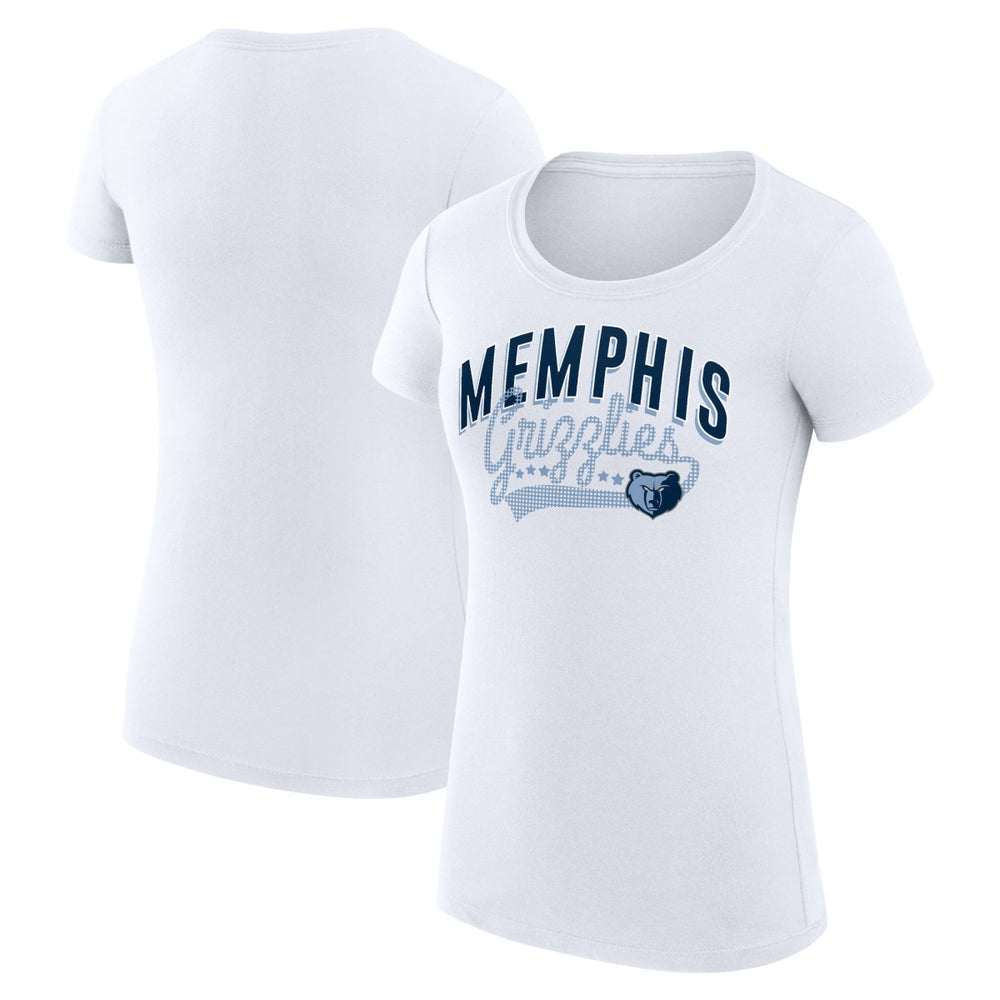 Memphis Grizzlies G-III 4Her by Carl Banks Women's Super-Slim Fit Lightweight Filigree Logo T-Shirt - White sale | NBA