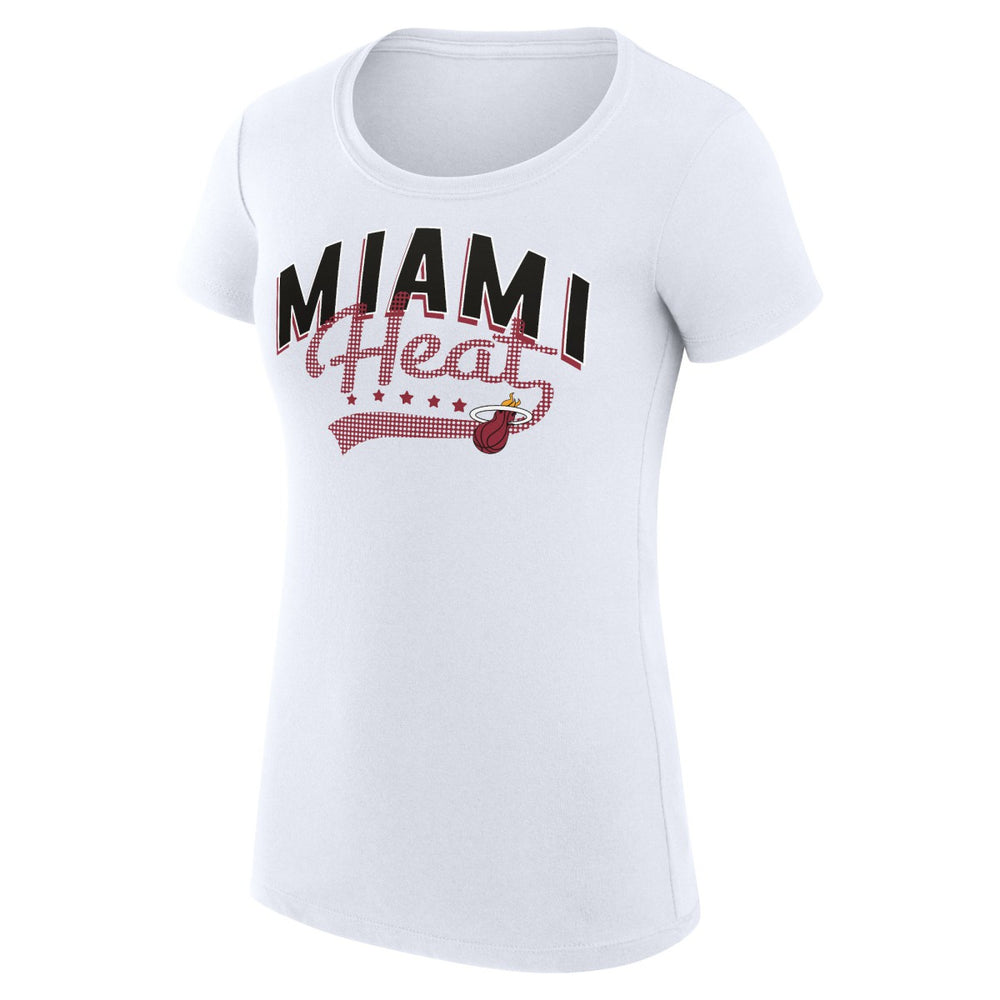 Miami Heat G-III 4Her by Carl Banks Women's Super-Slim Fit Lightweight Filigree Logo T-Shirt - White shop | NBA