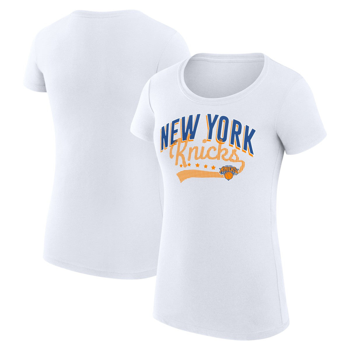 New York Knicks G-III 4Her by Carl Banks Women's Super-Slim Fit Lightweight Filigree Logo T-Shirt - White online | NBA