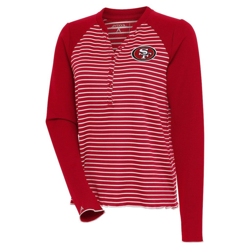 San Francisco 49ers Antigua Women's Maverick Long Sleeve Henley T-Shirt | NFL Near me